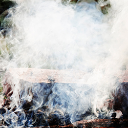 An image of burning wood producing a lot of smoke; Sea Girt fireplace service warning sign
